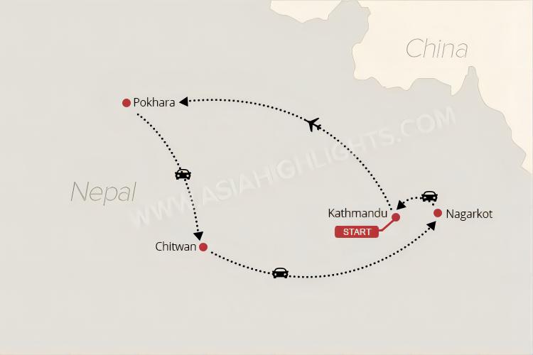 Nepal Reise-Landkarte